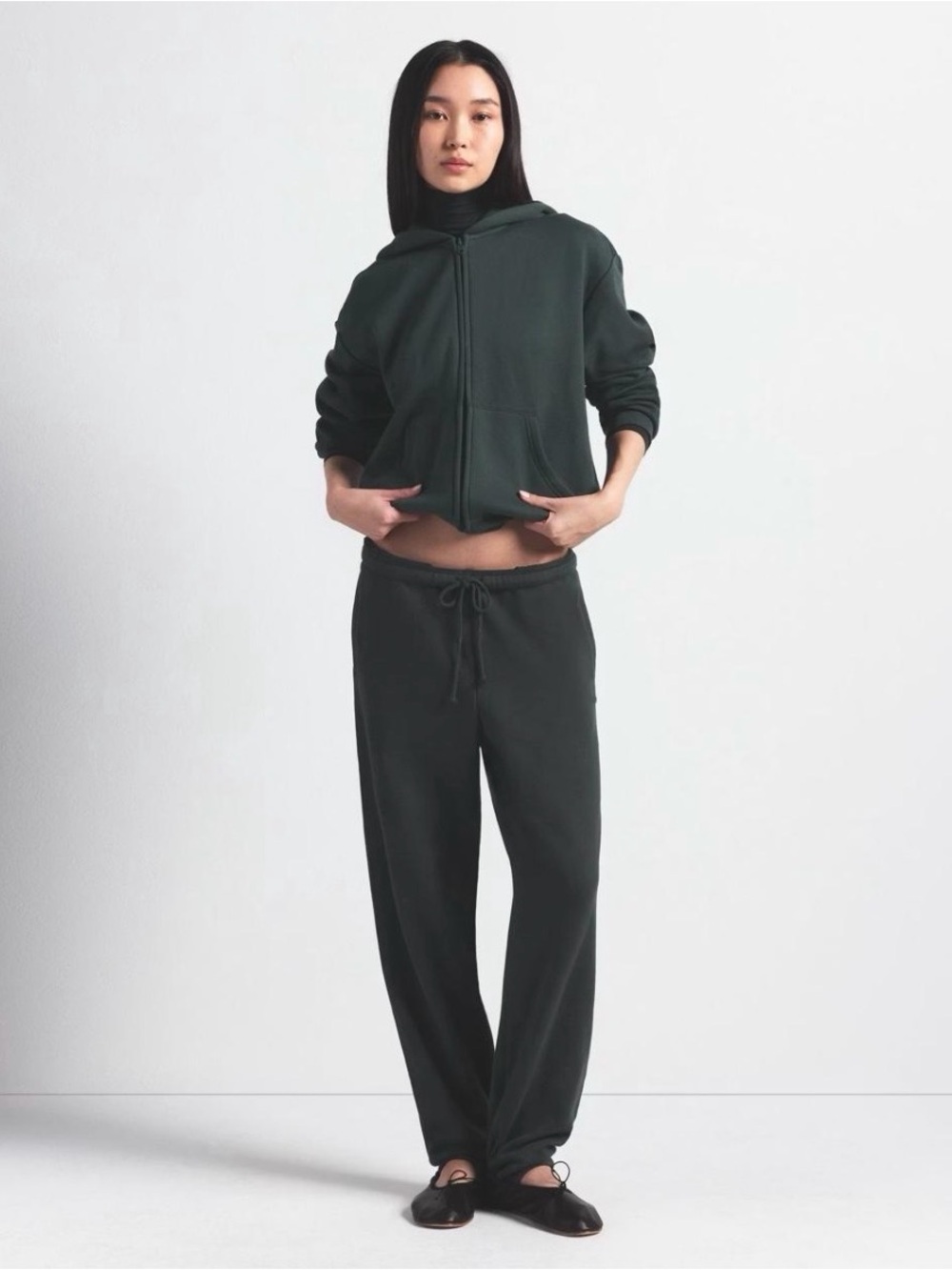 SKIMS Vintage Fleece Jogger Dark Green Drawstring Sweatpants